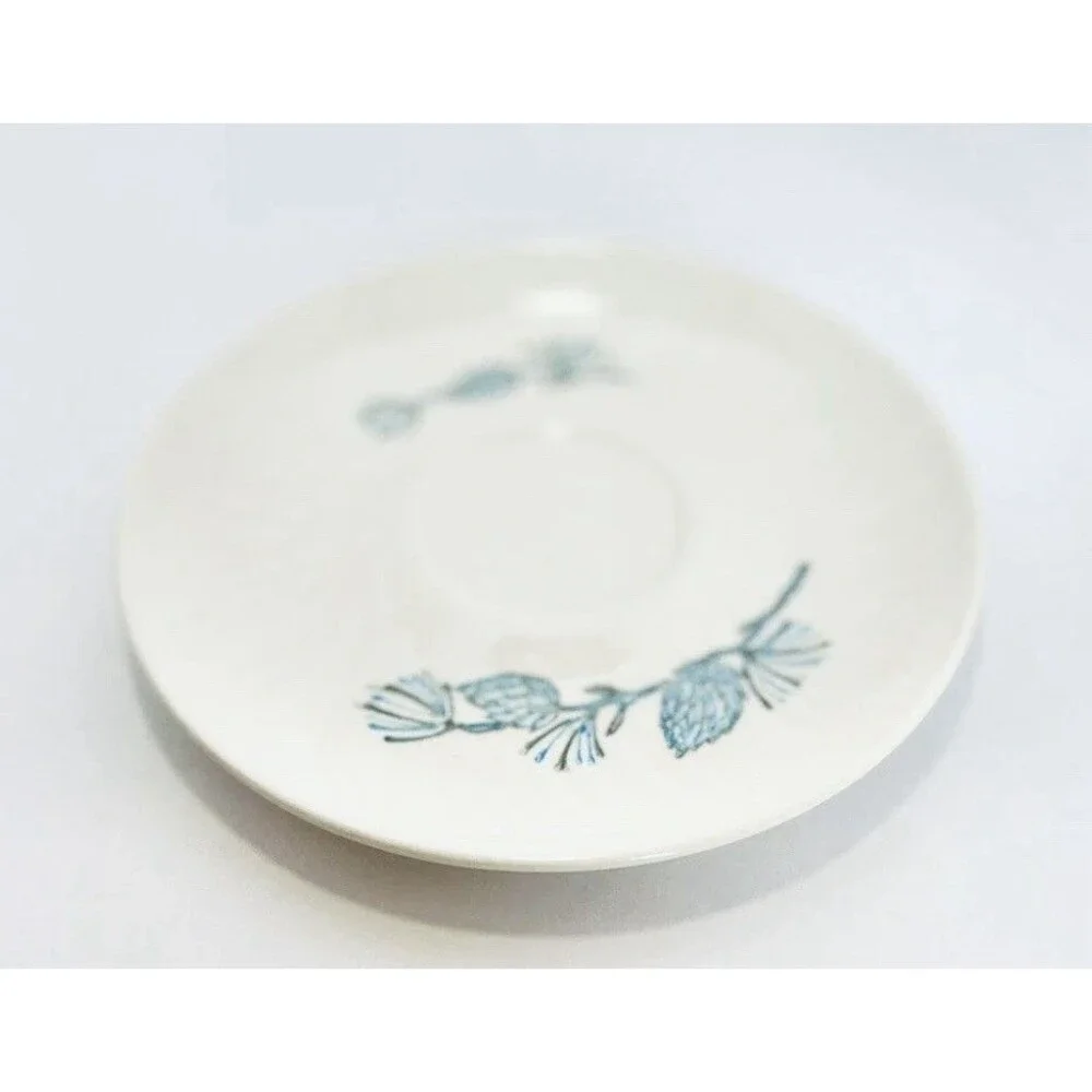 Vintage Marcrest Blue Spruce Pinecone Cup & Saucer 6oz Ivory MCM USA - Picture 3 of 9